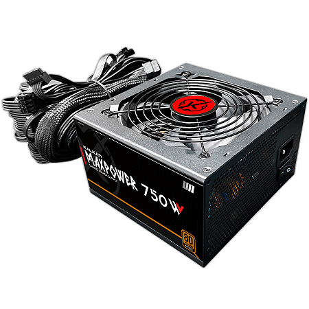 FONTE GAMER KALKAN MAXPOWER 750W WATTS 80 PLUS BRONZE PRETO