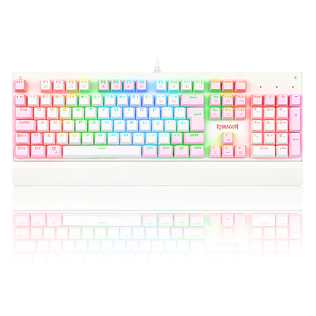 TECLADO MECANICO GAMER REDRAGON KALA RGB BRANCO COM ROSA SWITCH AZUL ABNT2 K557W P-RGB (PTBLUE)