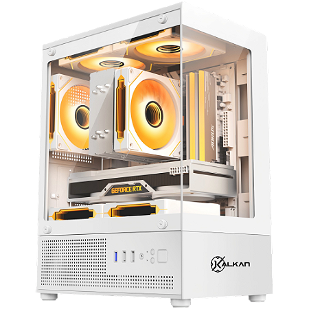 Gabinete Gamer Kalkan Hakon S/fan S/fonte Micro-atx Vidro Temperado Duplo Usb 3.0 Panorâmico Branco - KLK00081