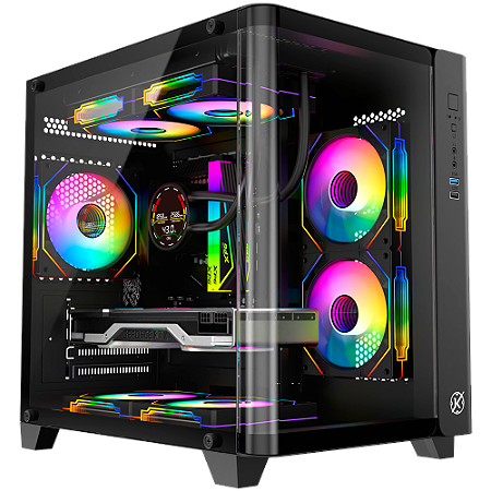 GABINETE GAMER KALKAN MIDGARD CURVE PRETO SEM FAN KLK072