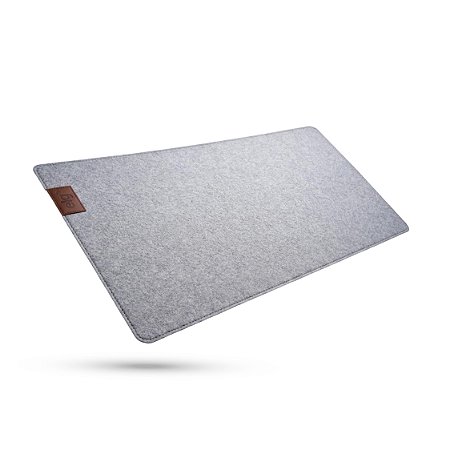Mousepad Essential Office, Feltro 60x30cm, Com Porta Copo, Antiderrapante, Bordas Costuradas, Cinza Claro MPEL-LG