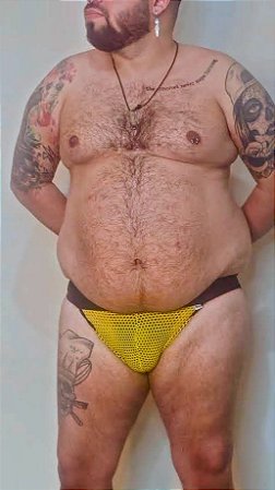 JOCK ARRASTÃO AMARELO SEM FORRO FAIXA LARGA PLUS SIZE