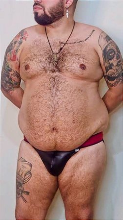 JOCK EM CIRRE PRETO COM FAIXA LARGA VERMELHA PLUS SIZE