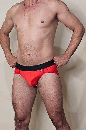 JOCK PREMIUM EM SUPLEX VERMELHO COM ELASTICO PRETO