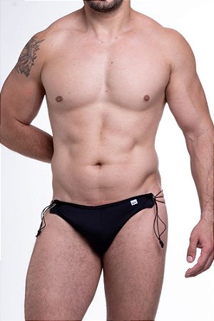 TANGA EM SUPLEX PRETO COM FIOS LATERAIS COM REGULADOR