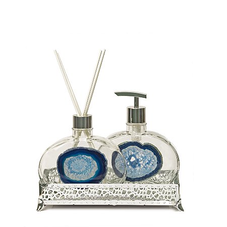 Kit Lavabo Ágata Blue Difusor e Sabonete incluso 350 ml
