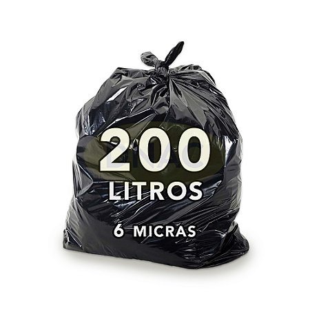 Saco De Lixo Preto 200 Litros 6 Micras Com 100 Unidades - DNAC