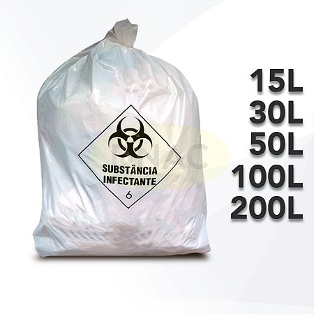 Saco De Lixo Infectante 6 Hospitalar Resíduo Com 100 Unidades - DNAC
