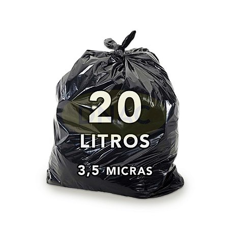 Saco De Lixo Preto 20 Litros 3,5 Micras Com 100 Unidades - DNAC