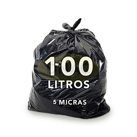 Saco De Lixo Preto 100 Litros 5 Micras 75x90cm Com 100 Unidades - DNAC