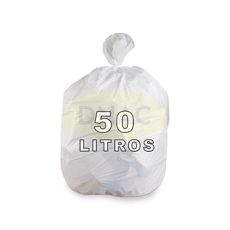 Saco De Lixo Branco 50 Litros 50x60cm 3,5 Micras Com 100un - DNAC