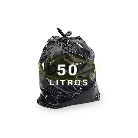 Saco de Lixo Preto 50 L (50 x 65) - Com 100 un