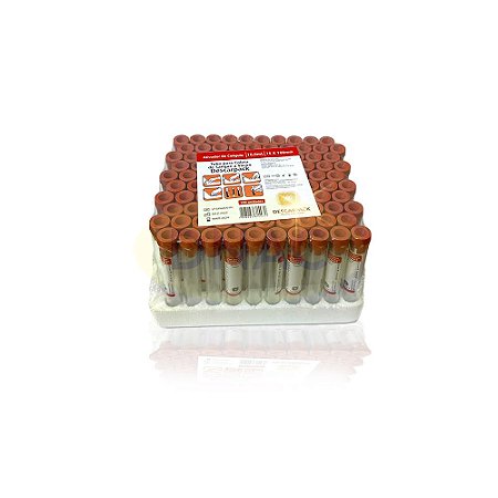 100 Tubos Tampa Vermelha 10ml Ativador De Coágulo Para Coleta De Sangue A Vácuo - Descarpack