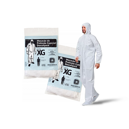 Macacão De Proteção Química XG Tipo 6 Branco - Descarpack