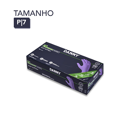 Luvas Nitrílica De Segurança P|7 Roxa Sensiflex Com 100un - Danny