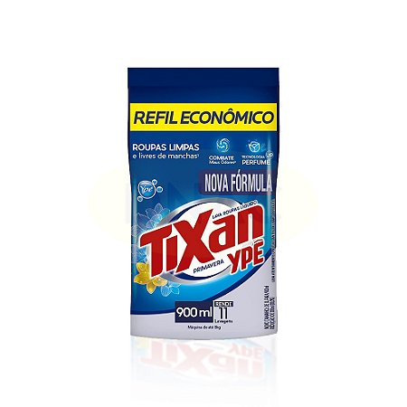 Sabão Líquido 900 ml (Sachê) - Tixan Ypê - Primavera - Caixa com 12 Unidades