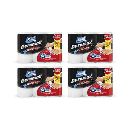 Pano Reutilizável Scott Duramax Branco - Kit com 12 Unidades, Medidas 21.5x20.1cm