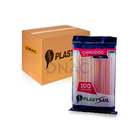 Canudo Sachê Milk Shake / Vitamina 21 cm x 8 mm com 100 unid. - Plastsul - Caixa com 20 Pacotes