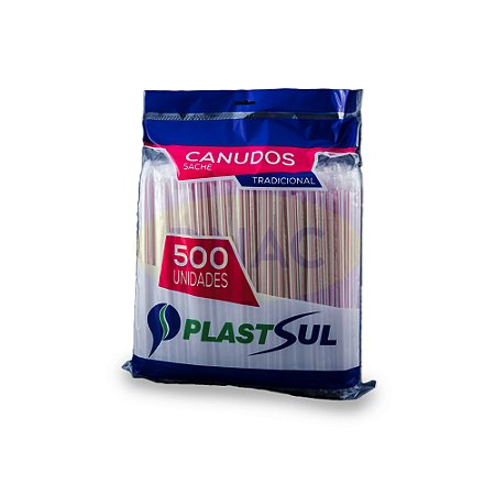 Canudo Sachê Longo 5 mm x 25 cm c/ 500 - PlastSul / Kanudex