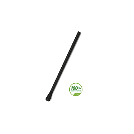 Canudo Mexedor Preto Biodegradável 6 mm x 20 cm c/100 unidades - Fardo com 20 pacotes - Refresque