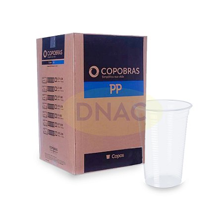 Copo Descartável 300 ml Transparente (PP) - Com 100 Un - Copobras/Cristalcopo - Caixa com 20 Pacotes
