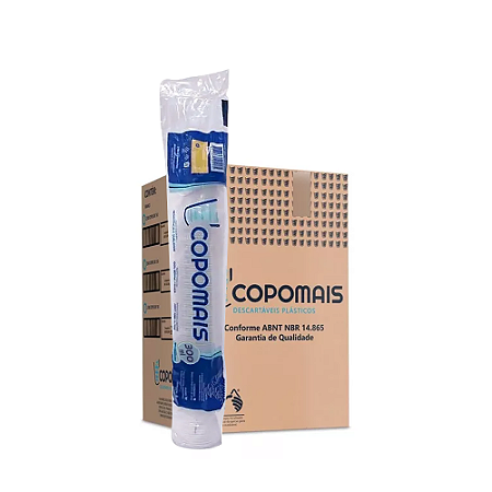 Copo Descartável 300 ml Transparente (PS) - Com 100 Un - Copomais - Caixa com 20 Pacotes