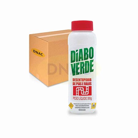 Desentupidor de Pia Granulado 300 g - Diabo Verde - Caixa com 06 Unidades