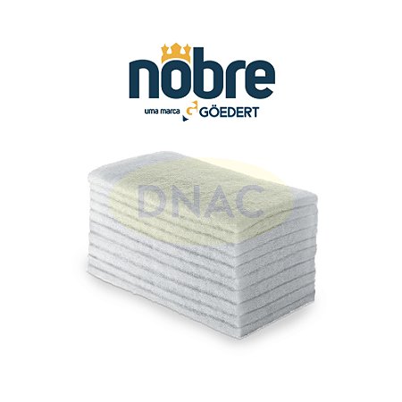 Esponja Fibra (260 x 102 x 12 mm) - Limpeza Macia Branca - Com 10 Un - Nobre