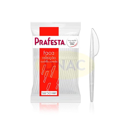 Faca Plástica Refeição - Prafesta 7060 - Com 50 Unidades - Caixa com 20 Pacotes