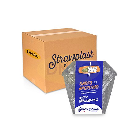 Garfo Aperitivo Petisquinho Cristal - Com 180 Un - Strawplast - Caixa com 20 Pacotes