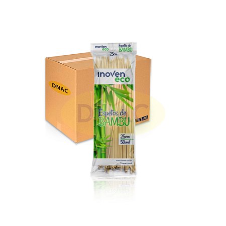 Palito p/Churrasco Bambu (25 cm x 4 mm) - Com 50 Pcts Com 100 Unidades - Inoven