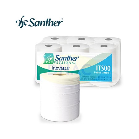 Papel Toalha (20 x 200 m) 100% Celulose Inovatta ITS00 - Com 6 Bobinas - Santher