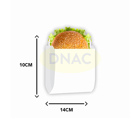 Saco Papel Branco p/ Hamburguer - 14 x 10 - Com 500 Unidades