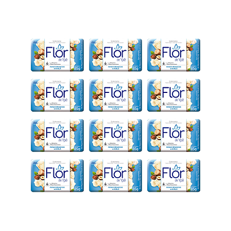 Sabonete Pedra Flor de Ypê - Rosas Brancas e Avelã 85 Gr. - Pacote com 12 un