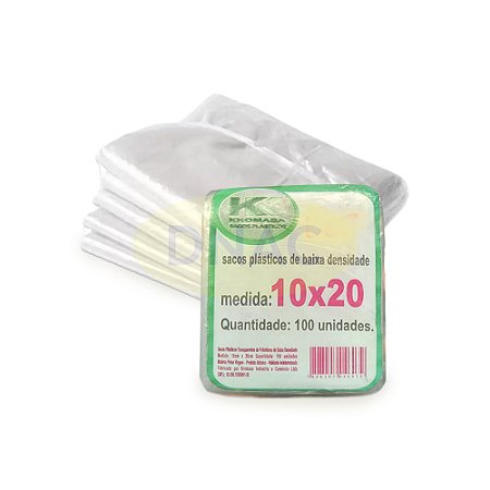 Saco Plástico PE - Baixa Densidade (10 X 20)- Com 1.000 Un
