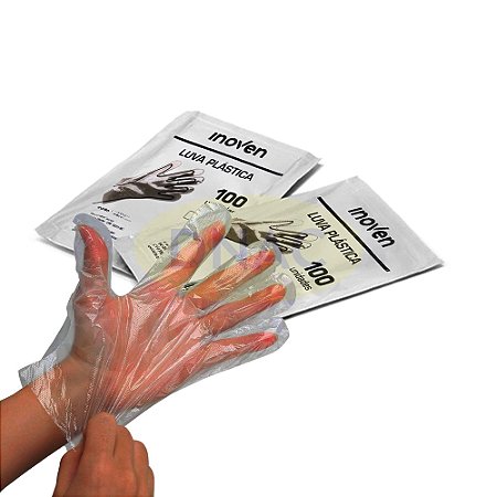 Luva de Padaria Plástica C/ 100 - Inoven - Caixa com 100 pares