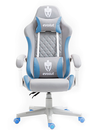 Cadeira Gamer Prism Cinza e Azul com Almofadas EVOLUT