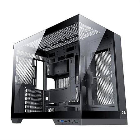 GABINETE GAMER REDRAGON WIDELOAD PRO, MID-TOWER, VIDRO TEMP, S/ FAN, BLACK - CA-604B-PRO