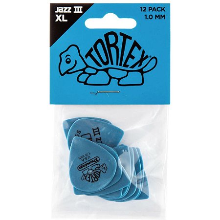 Palheta Dunlop 498P100 Tortex Jazz III XL 1.00mm Azul - 12 unidades