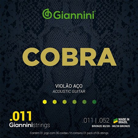 Encordoamento Violão Giannini 011-052 Cobra Bronze 80/20 CA82SL