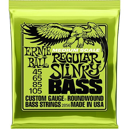 Encordoamento Baixo 4 cordas Ernie Ball 2856 045-105 Regular Slinky Medium Scale Bass