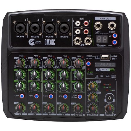 Mixer Custom Sound 6 Canais USB Bluetooth CMX 6C - Preto