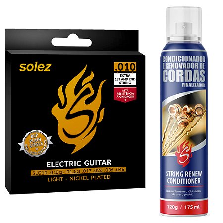 Encordoamento Guitarra Solez SLG10 010-046 Light + Condicionador de Cordas LCCS