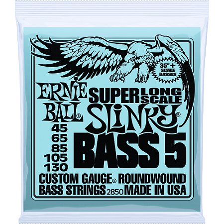 Encordoamento Baixo 5 cordas Ernie Ball 2850 045-130 Super Long Scale Slinky Bass 5