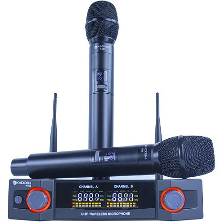 Microfone Sem Fio UHF Kadosh K402M Dinâmico de Mão Duplo