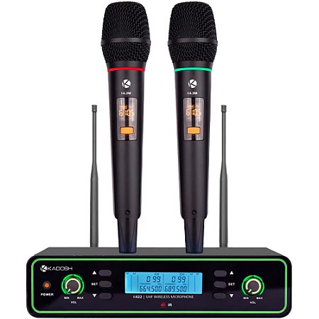 Microfone Sem Fio UHF Kadosh K422M Dinâmico de Mão Duplo