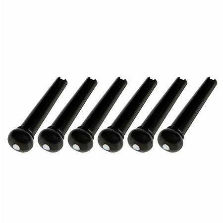 Pinos para Ponte Violão Aço Custom Sound Preto 6 unidades - CSP 1 - BK