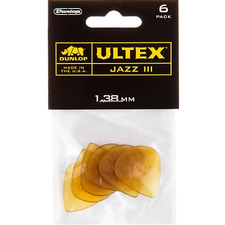 Palheta Dunlop 427P1.38 Ultex Jazz III 1.38mm - 6 unidades