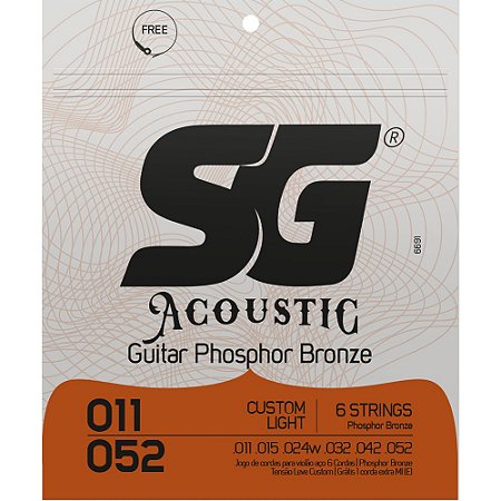 Encordoamento Violão SG 011-052 Phosphor Bronze Custom Light