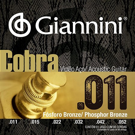 Encordoamento Violão Giannini 011-052 Cobra Phosphor Bronze GEEFLKF